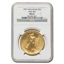 1907 $20 Saint-Gaudens Gold High Relief Wire Rim MS-63 NGC 1907 $20 Saint-Gaudens Gold High Relief Wire Rim MS-63 NGC